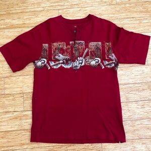 RedHead Red Boys baseball theme short sleeve Henley S